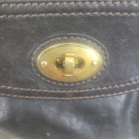 Vtg Fossil Carson Black Leather shoulder crossbody bag - Picture 9 of 10